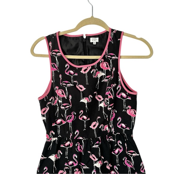 Crown & Ivy Flamingo Fit Flare Dress Size 4 Black Pink Preppy Coastal Style - Picture 3 of 14